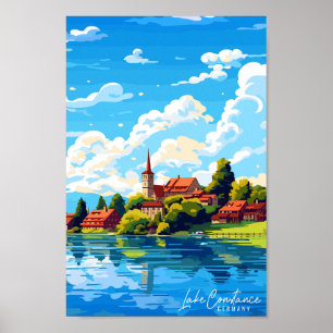 Lake Constance Duitsland vintage reisillustratie Poster