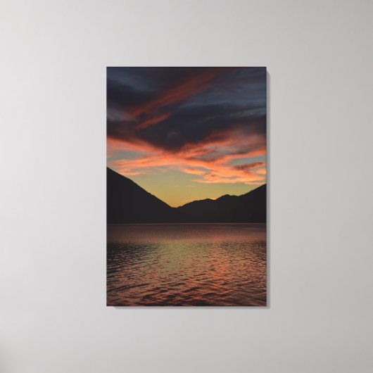 Lake Crescent bij Sunset Canvas Afdruk (Voorkant)