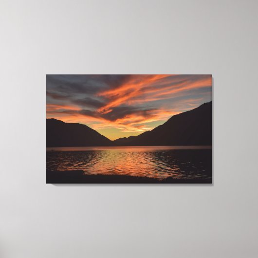Lake Crescent bij Sunset Canvas Afdruk (Voorkant)