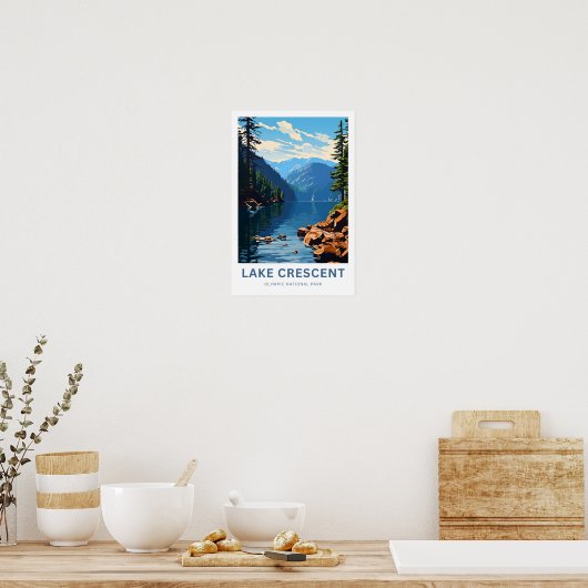 Lake Crescent Olympisch Nationaal Park Reisprint Poster (Keuken)