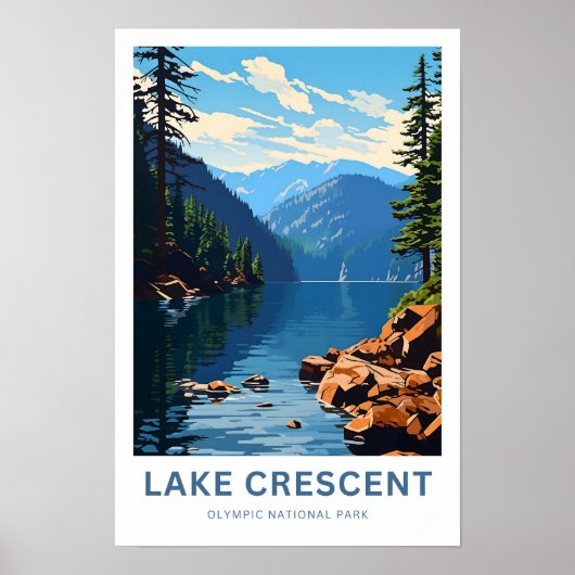 Lake Crescent Olympisch Nationaal Park Reisprint Poster (Voorkant)