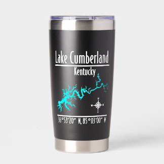 Lake Cumberland Kentucky Kaart Coördinaten Geïsoleerde Drinkbeker