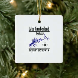 Lake Cumberland Kentucky Kustlijn Coördinatenkaart Keramisch Ornament