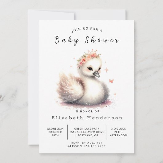 Lake Custom Swan Baby shower Kaart (Voorkant)