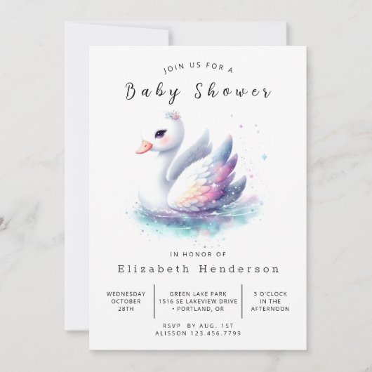 Lake Custom Swan Baby shower Kaart (Voorkant)