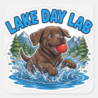 Lake Day Lab Sticker — Chocolade Labrador Lake Bal