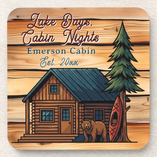 Lake Days, Cabin Nights Personlized Bier Onderzetter (Voorkant)