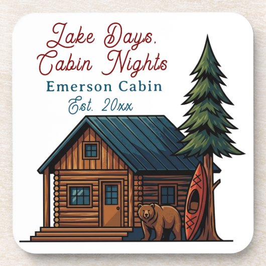 Lake Days, Cabin Nights Personlized Bier Onderzetter (Voorkant)