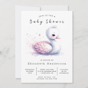 Lake Digital Swan Baby shower Kaart