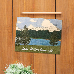 Lake Dillon Colorado kleurpotlood illustratie Briefkaart