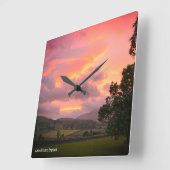 Lake District England Sunset Vierkante Klok (Hoek)