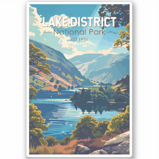 Lake District National Park England Reiskunst Sticker (Voorkant)