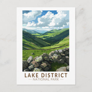 Lake District National Park Travel Art-Vintage Briefkaart