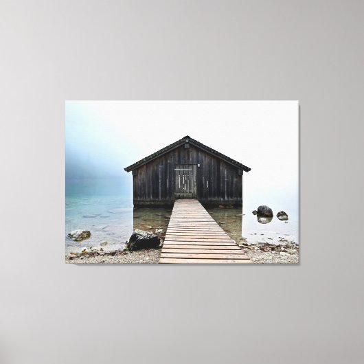 Lake Dock Boathouse Canvas Afdruk (Voorkant)