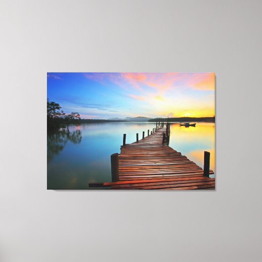 Lake Dock Pier Sunrise Canvas Afdruk (Voorkant)
