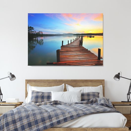 Lake Dock Pier Sunrise Canvas Afdruk (Insitu (Slaapkamer))
