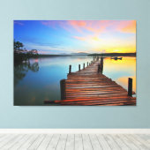 Lake Dock Pier Sunrise Canvas Afdruk (Insitu (Houten vloer))
