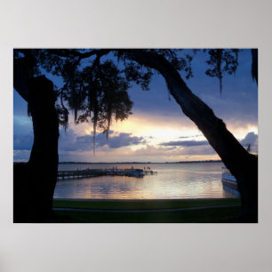 Lake Dora Florida Sunset bij nacht poster foto art