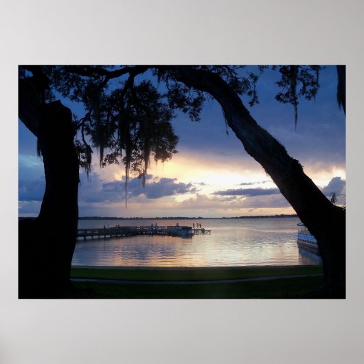 Lake Dora Florida Sunset bij nacht poster foto art (Voorkant)