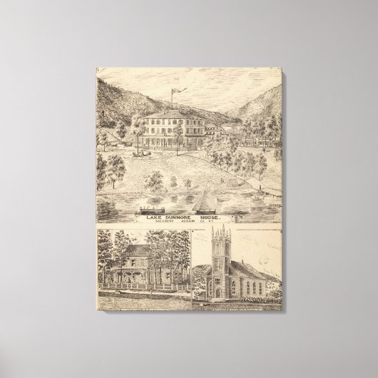 Lake Dunmore House in Salisbury Canvas Afdruk (Voorkant)