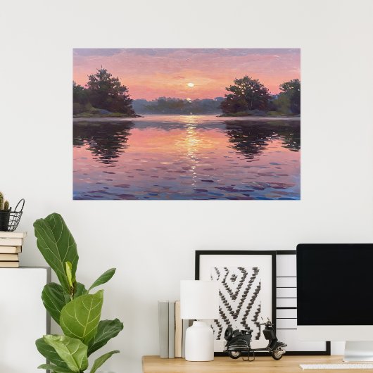 Lake During Dusk Poster (Thuiskantoor)