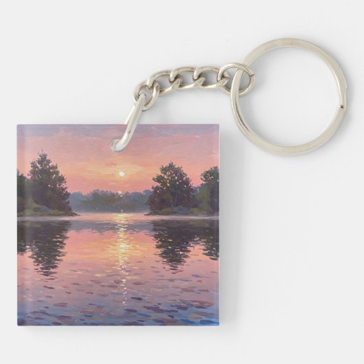 Lake During Dusk Sleutelhanger (Achterkant)