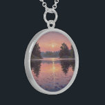 Lake During Dusk Sterling Zilver Ketting<br><div class="desc">Description (eng): A necklace made of a 92.5% pure silver alloy and 7.5% copper,  also known as sterling silver. This necklace has the pictorial design “Lake During Dusk” printed,  ideal for curporal adornment and/or as a gift for special moments.</div>