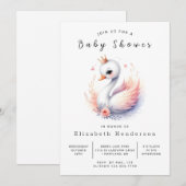 Lake Editable Swan Baby shower Kaart (Voorkant / Achterkant)