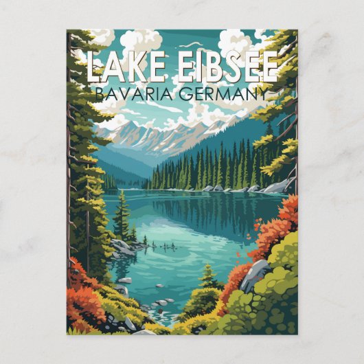 Lake Eibsee Duitsland Reiskunst Vintage Briefkaart (Voorkant)