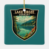 Lake Eibsee Duitsland Reiskunst Vintage Keramisch Ornament (Achterkant)