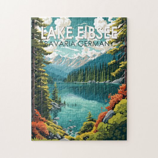 Lake Eibsee Duitsland Reiskunst Vintage Legpuzzel (Verticaal)