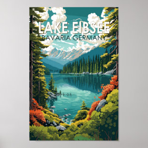 Lake Eibsee Duitsland Reiskunst Vintage Poster