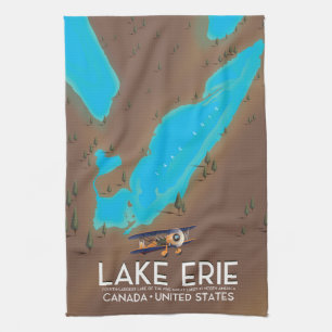 Lake Erie, Amerikaans meer Reisposter Theedoek