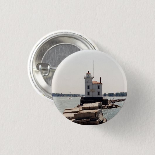 Lake Erie Lighthouse Ronde Button 3,2 Cm (Voorkant /achterkant)