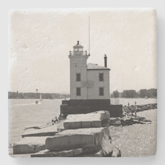 Lake Erie Lighthouse Stenen Onderzetter (Voorkant)