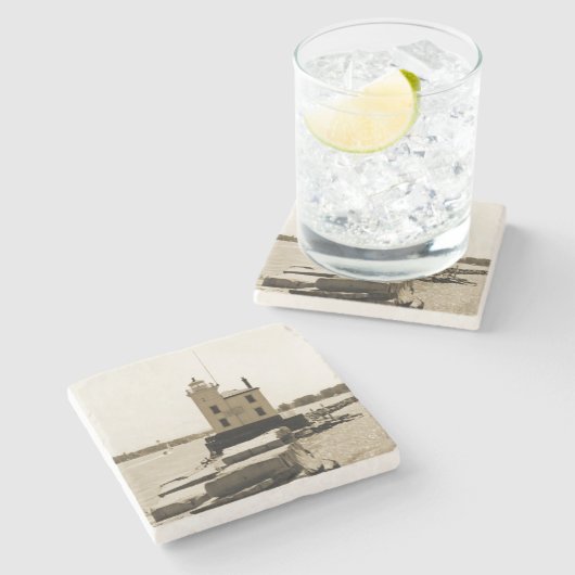 Lake Erie Lighthouse Stenen Onderzetter (Zijkant)