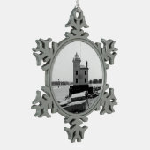 Lake Erie Lighthouse Tin Sneeuwvlok Ornament (Links)