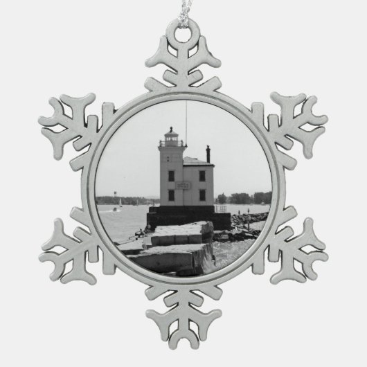 Lake Erie Lighthouse Tin Sneeuwvlok Ornament (Voorkant)