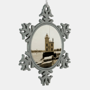 Lake Erie Lighthouse Tin Sneeuwvlok Ornament