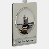 Lake Erie Lighthouse Verzilverd Banner Ornament (Rechts)