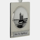 Lake Erie Lighthouse Verzilverd Banner Ornament (Rechts)