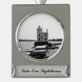 Lake Erie Lighthouse Verzilverd Banner Ornament (Voorkant)