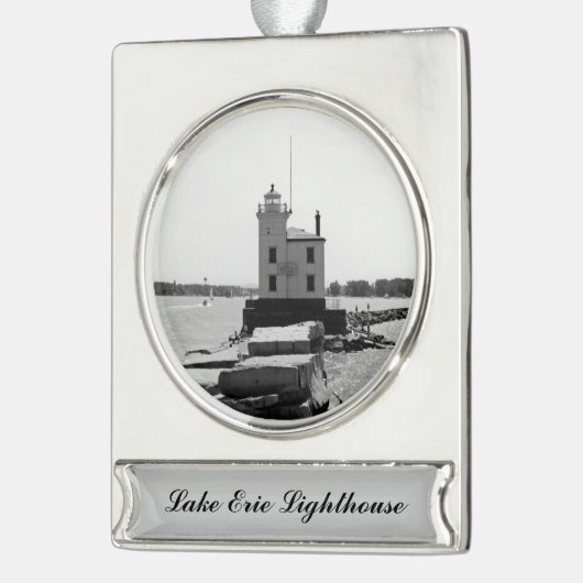 Lake Erie Lighthouse Verzilverd Banner Ornament (Links)