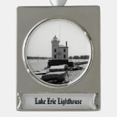 Lake Erie Lighthouse Verzilverd Banner Ornament (Voorkant)