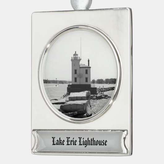 Lake Erie Lighthouse Verzilverd Banner Ornament (Links)