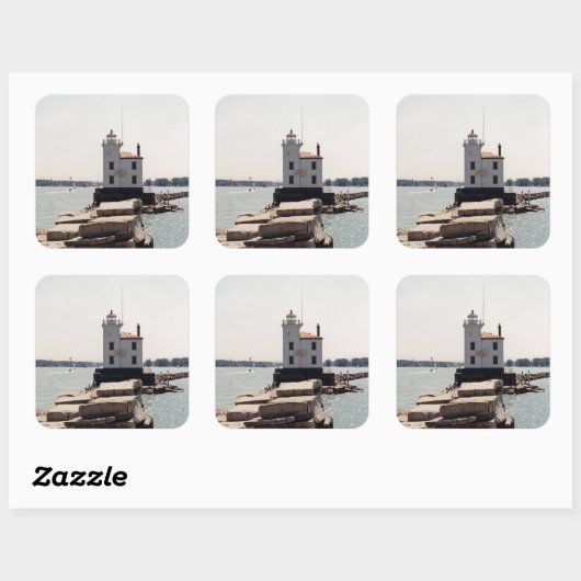 Lake Erie Lighthouse Vierkante Sticker (Vel)