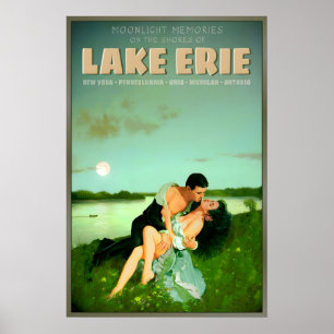 Lake Erie New York Pennsylvania Ohio Maneschijn Poster