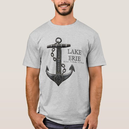 Lake ERIE noodlijdend nautisch piratenanker T-shirt (Voorkant)