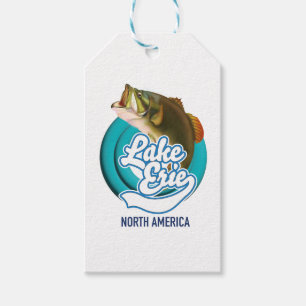 Lake Erie Noord-Amerika vissen logo Cadeaulabel