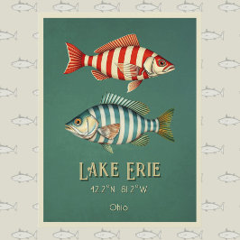 Lake Erie Ohio gestreepte vis Briefkaart